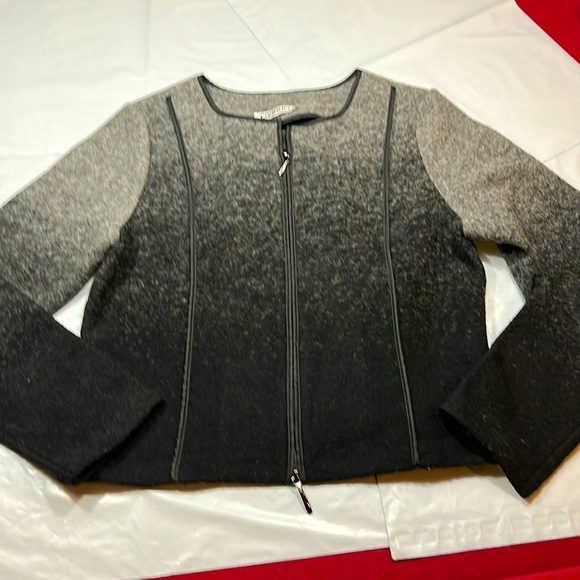 CARDUCCI Black gray hombre wool full double Zipper Sweater JACKET rounded neck L - Picture 1 of 13